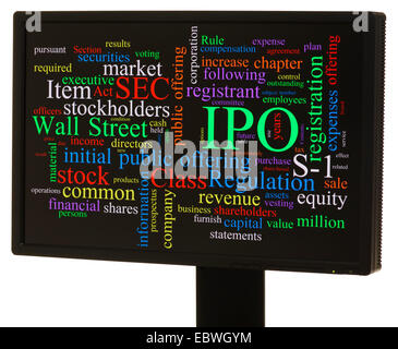 IPO, offerta pubblica iniziale, word cloud Foto Stock