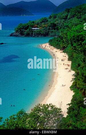 Antenna di Trunk Bay Beach, Stati Uniti, Isole Vergini, St Johns Foto Stock