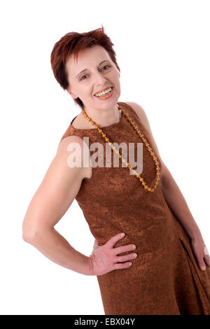 Donna anziana in abito, mezza lunghezza ritratto Foto Stock
