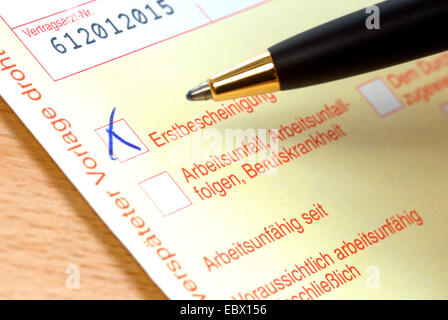 Salute certificato di assicurazione, Germania Foto Stock