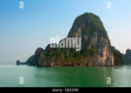 Veiw della baia di Halong Vietnam patrimonio UNESCO con le imbarcazioni turistiche. Foto Stock
