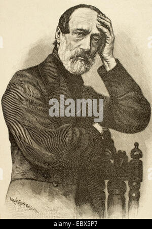 Giuseppe Mazzini (1805-1872). Uomo politico italiano, attivista per la unificazione dell'Italia. Incisione di Klose. Historia Universale, 1883. Foto Stock