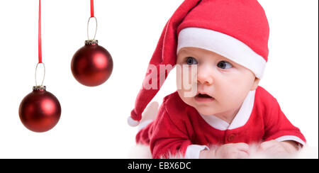 Natale bambino ragazza in rosso Santa hat Foto Stock