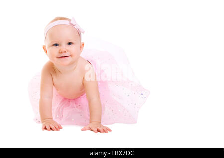 Baby Ballerina. Molto carino Happy Baby girl indossare gonna ballerina Foto Stock