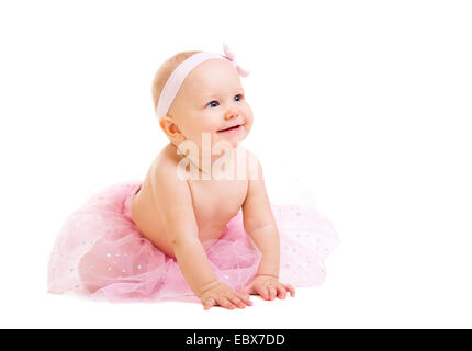 Baby Ballerina. Molto carino Happy Baby girl indossare gonna ballerina Foto Stock