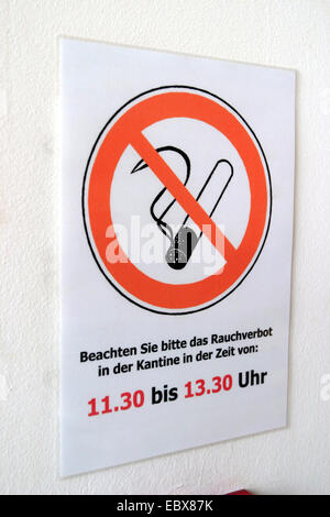 Segno Nonsmoker in una caffetteria Foto Stock