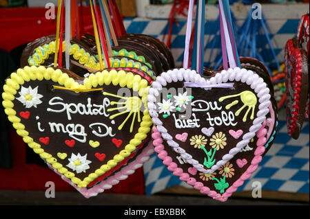 Gingerbread al Oktoberfest a Monaco di Baviera, Germania, il Land della Baviera, Muenchen Foto Stock