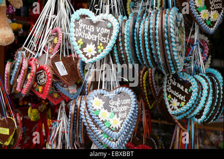 Gingerbread al Oktoberfest a Monaco di Baviera, Germania, il Land della Baviera, Muenchen Foto Stock