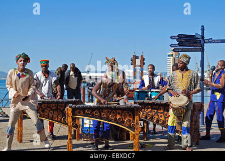 South African band presso il lungomare, Sud Africa, Capetown, Waterfront Foto Stock