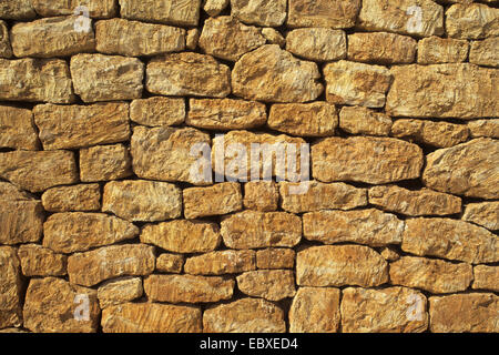 Dettaglio di un muro a secco o muro di pietra, Spagna, Balearen, Ibiza Foto Stock