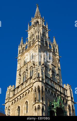 Neues Rathaus, Municipio nuovo piazza Marienplatz, Monaco di Baviera Foto Stock
