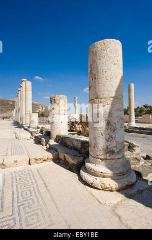 Rovine del periodo romano di Beit She'an in Galilea in Israele Foto Stock