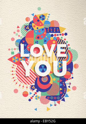 Amore è colorato Poster tipografia. La motivazione di ispirazione design preventivo. Ideale per San Valentino e biglietto di auguri di compleanno. EPS vettore10 Foto Stock