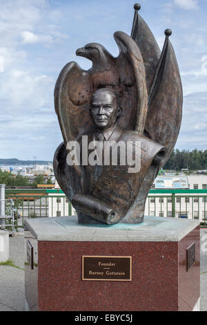 Un busto del Presidente Dwight D. Eisenhower come parte di Eisenhower Alaska statualità monumento ad Anchorage in Alaska, STATI UNITI D'AMERICA Foto Stock