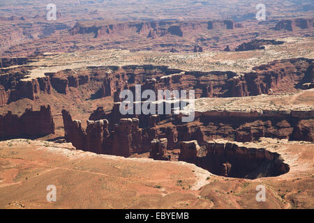 Stati Uniti d'America, Utah, il Parco Nazionale di Canyonlands, Island in the Sky, Grand View Point si affacciano Foto Stock