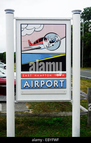 East Hampton airport segno su Long Island NY Foto Stock