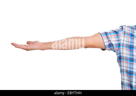 Gesto della mano che tiene qualcosa, isolato su uno sfondo bianco, mano  giovane femminile closeup Foto stock - Alamy