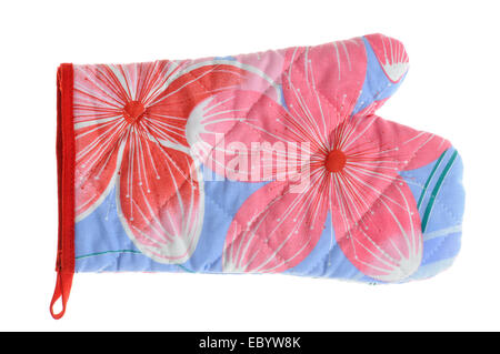 Una cucina colorata mitt isolato su bianco Foto Stock