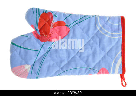 Sul forno trapuntato mitt isolato su bianco Foto Stock