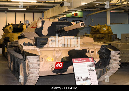 La mostra presso il Museo del serbatoio Bovington DORSET REGNO UNITO Inghilterra WW2 British Crusader serbatoio Foto Stock