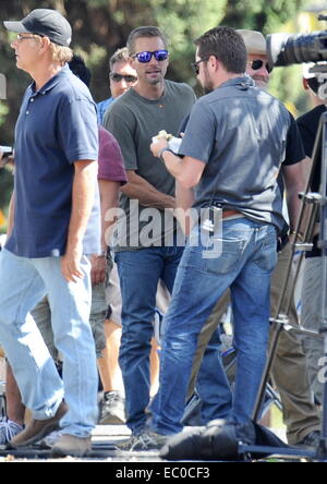 Caleb Walker fratello del compianto Paul Walker vede sul set di "Fast e Furious 7' nel centro di Los Angeles per aiutare per la rifinitura del film che sarà rilasciato il prossimo anno. Dotato di: Caleb Walker dove: Los Angeles, California Foto Stock