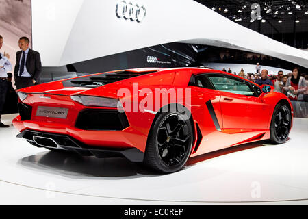 Ginevra - Marzo 8: La Lamborghini Aventador sul display al 81st International Motor Show Palexpo-Geneva Foto Stock