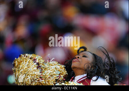 Landover, Maryland, Stati Uniti d'America. 07 dic 2014. Un Washington Redskins cheerleader compie durante il match tra il San Louis Rams e Washington Redskins a FedEx in campo Landover, MD. Credito: Cal Sport Media/Alamy Live News Foto Stock
