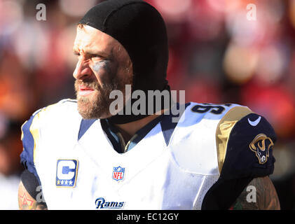 Landover, Maryland, Stati Uniti d'America. 07 dic 2014. Louis Rams de Chris lungo (91). Louis Rams sconfitta Washington Redskins 24-0 su dicembre 7, 2014 a Fedex in campo Landover, MD. Foto/Mike Buscher Credito: Cal Sport Media/Alamy Live News Foto Stock