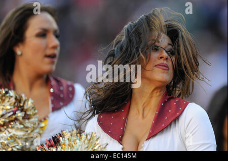 Landover, Maryland, Stati Uniti d'America. 07 dic 2014. Washington Redskins cheerleaders eseguire durante il match tra il San Louis Rams e Washington Redskins a FedEx in campo Landover, MD. Credito: Cal Sport Media/Alamy Live News Foto Stock