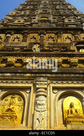 Il tempio di Mahabodhi a Bodhgaya, in India Foto Stock