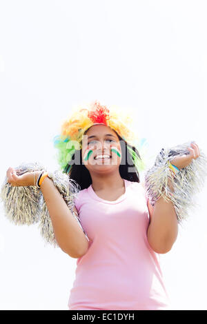 Un indiano cheer leader lady Foto Stock