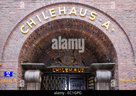 Il Cile Casa (Chilehaus) Dettaglio, Amburgo, Germania, Europa. Foto Stock