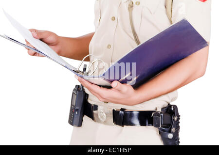 1 patriottismo indiano uomo polizia Constable Lettura di file Foto Stock