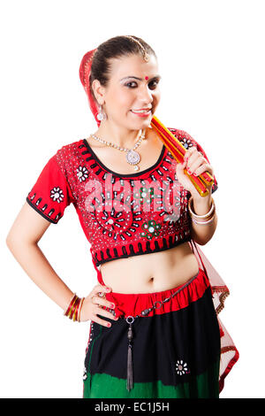 1 Gujrati indiano Lady Navratri Dandia Foto Stock