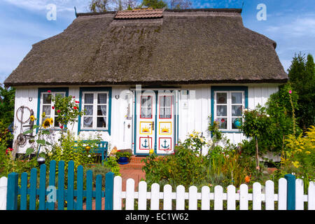 Tipica casa di paglia, Wieck, Fischland-Zingst, Meclemburgo-Pomerania, Germania Foto Stock