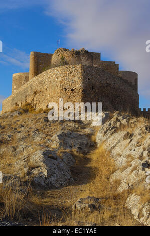 Castello dei Cavalieri di San Giovanni di Gerusalemme, Consuegra, provincia di Toledo, itinerario di Don Chisciotte, Castilla-La Mancha, in Spagna Foto Stock