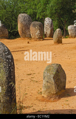 Cromeleque dos Almendres, Sito megalitico, Evora, Alentejo, Portogallo, Europa Foto Stock