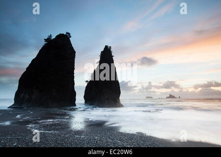 Rialto beach nel parco nazionale di Olympic, la spinta, Washington, Stati Uniti Foto Stock