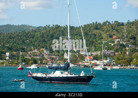 Dominikanische republik, halbinsel samana, santa barbara de samana, segelboot Foto Stock