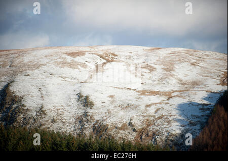 Cambrian Mountains, Powys, Regno Unito. 8 dicembre, 2014. Deboli nevicate sull altopiano in Mid-Wales. Credito: Graham M. Lawrence/Alamy Live News. Foto Stock