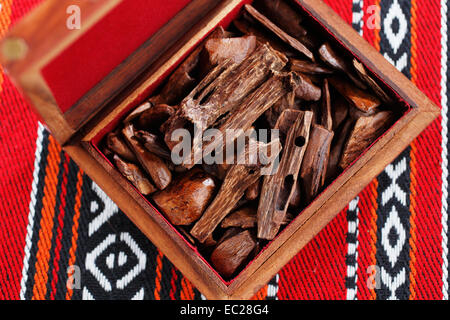 Nella maggior parte dei paesi arabi bukhoor è il nome dato ai profumi di mattoni o di trucioli di legno Foto Stock