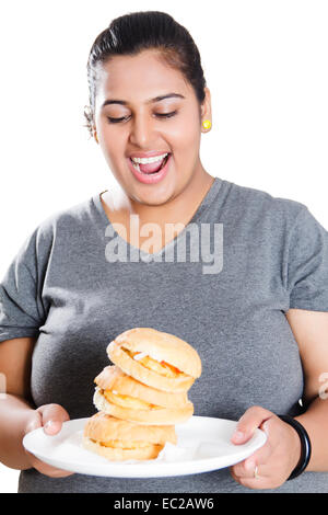 Indian obesi la dieta donna sopra il peso Foto Stock