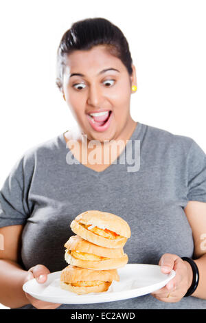 Indian obesi la dieta donna sopra il peso Foto Stock