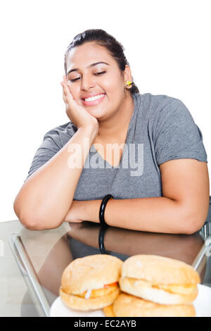 Indian obesi la dieta donna sopra il peso Foto Stock