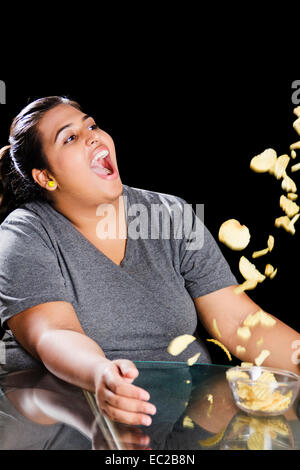 Indian obesi la dieta donna sopra il peso Foto Stock