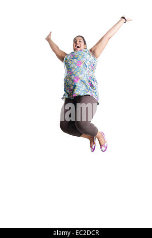 Indiano Lady obesi Jumping Foto Stock