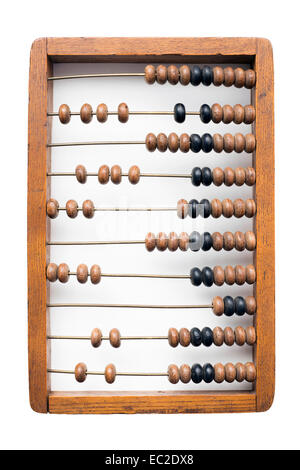 In legno vintage abacus sulla isolato su bianco Foto Stock