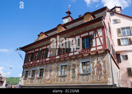 Town Hall, Stein am Rhein, Alto Reno nel Canton Sciaffusa, Svizzera, Europa Foto Stock