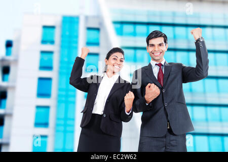 Indian business partner godere Foto Stock