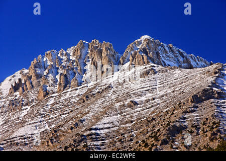 Questa è la Grecia come alto come ottiene! Le vette del Monte Olimpo, "casa degli dèi", Pieria, Macedonia, Grecia. Foto Stock